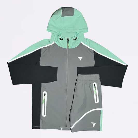 GRIID Reflect Windrunner & Shorts Set - Green (Junior)