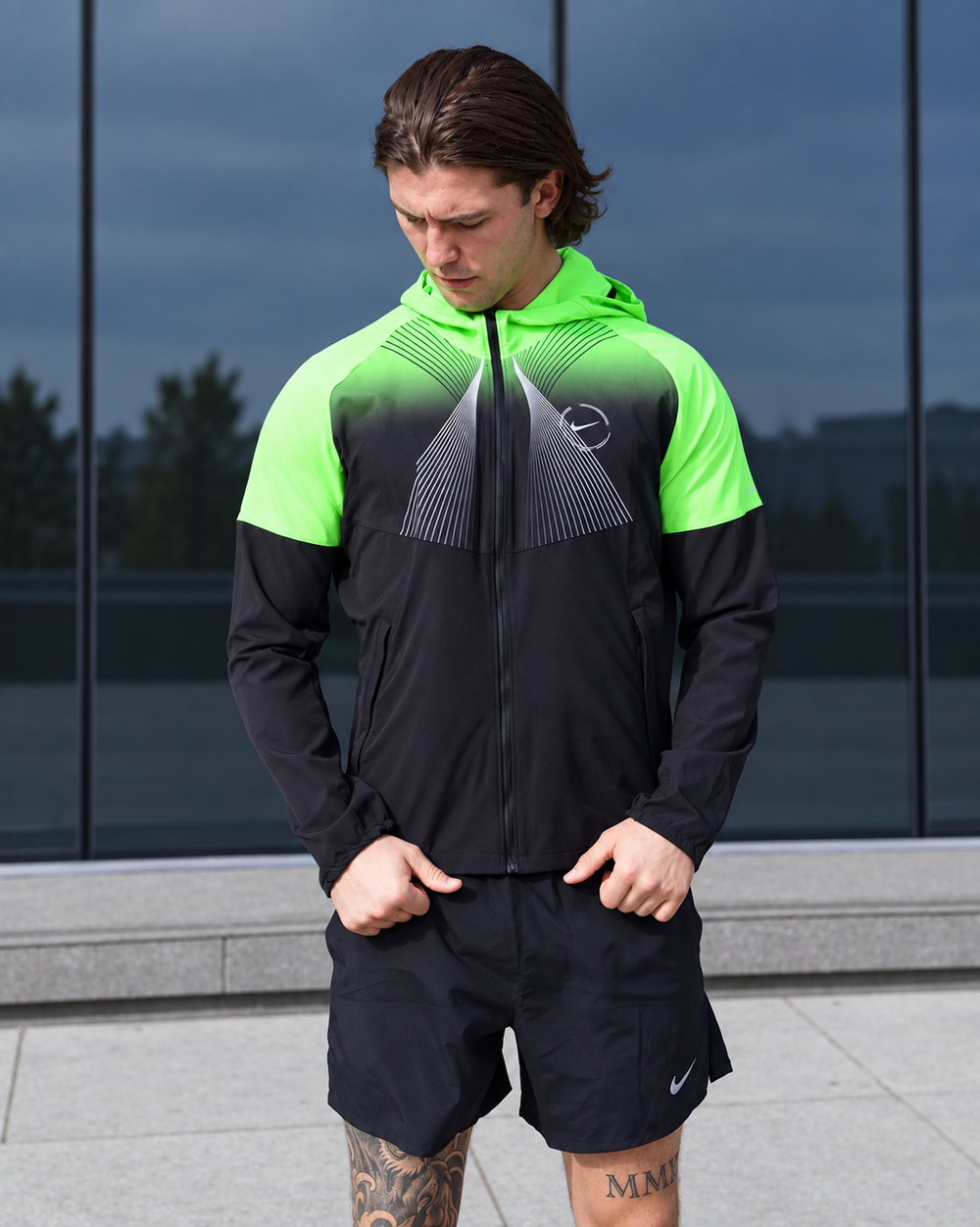Nike Airmax Plus Windrunner 3 Piece Short Set - Neon / Black