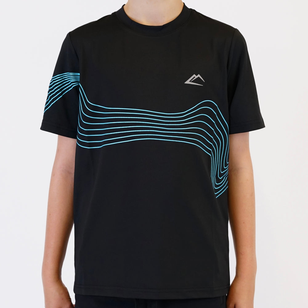ActiveLine Wave Tee - Black / Turquoise (Junior)
