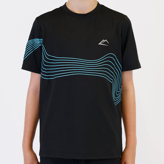 ActiveLine Wave Tee - Black / Turquoise (Junior)