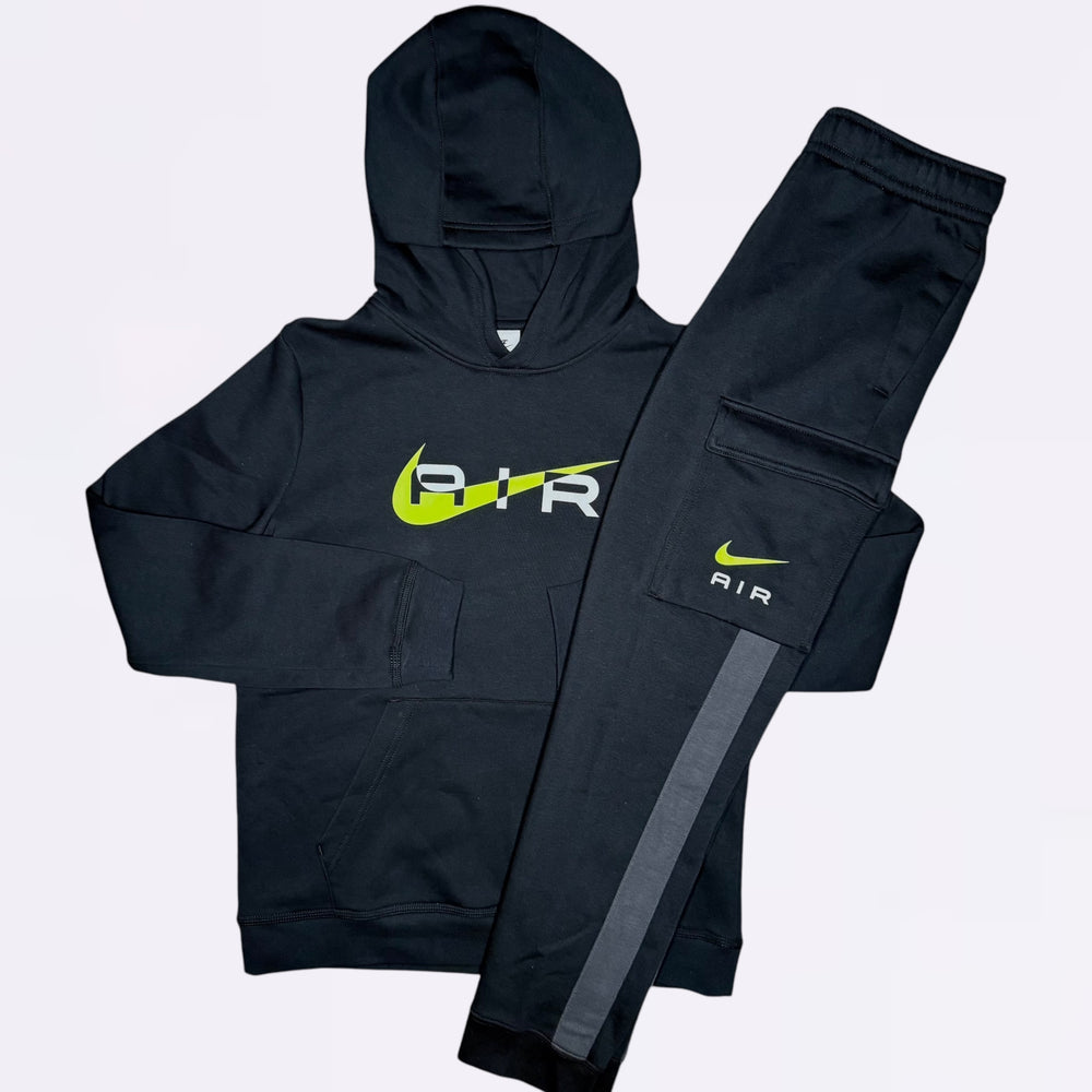 Nike Air Hoodie & Joggers Set - Black / Volt (Junior)