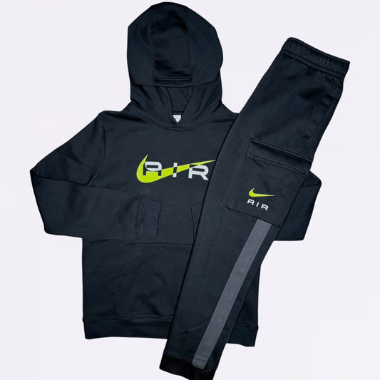 Nike Air Hoodie & Joggers Set - Black / Volt (Junior)