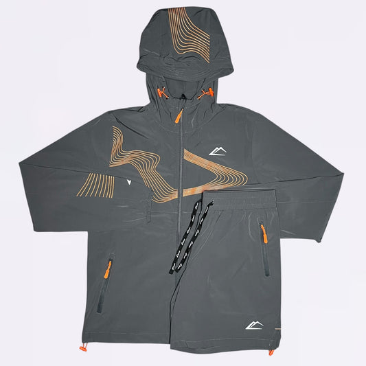 ActiveLine Wave Windrunner & Shorts Set - Grey / Orange