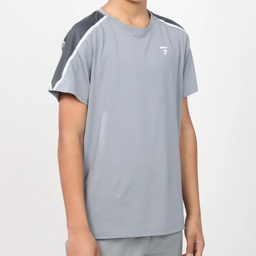 GRIID Reflect Tee - Light Grey/Aqua (Junior)