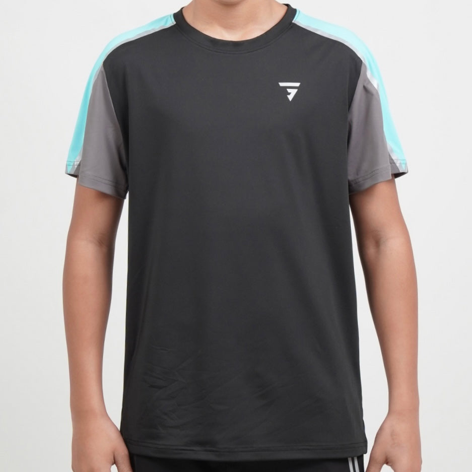 GRIID Reflect Tee - Black / Aqua (Junior)