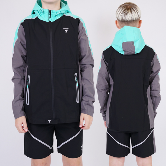 GRIID Reflect Set - Jacket & Shorts - Black / Fresh Mint (Junior)