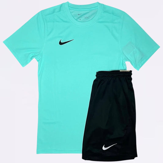 Nike Dri Fit Set - Tee & Shorts - Mint Green / Black