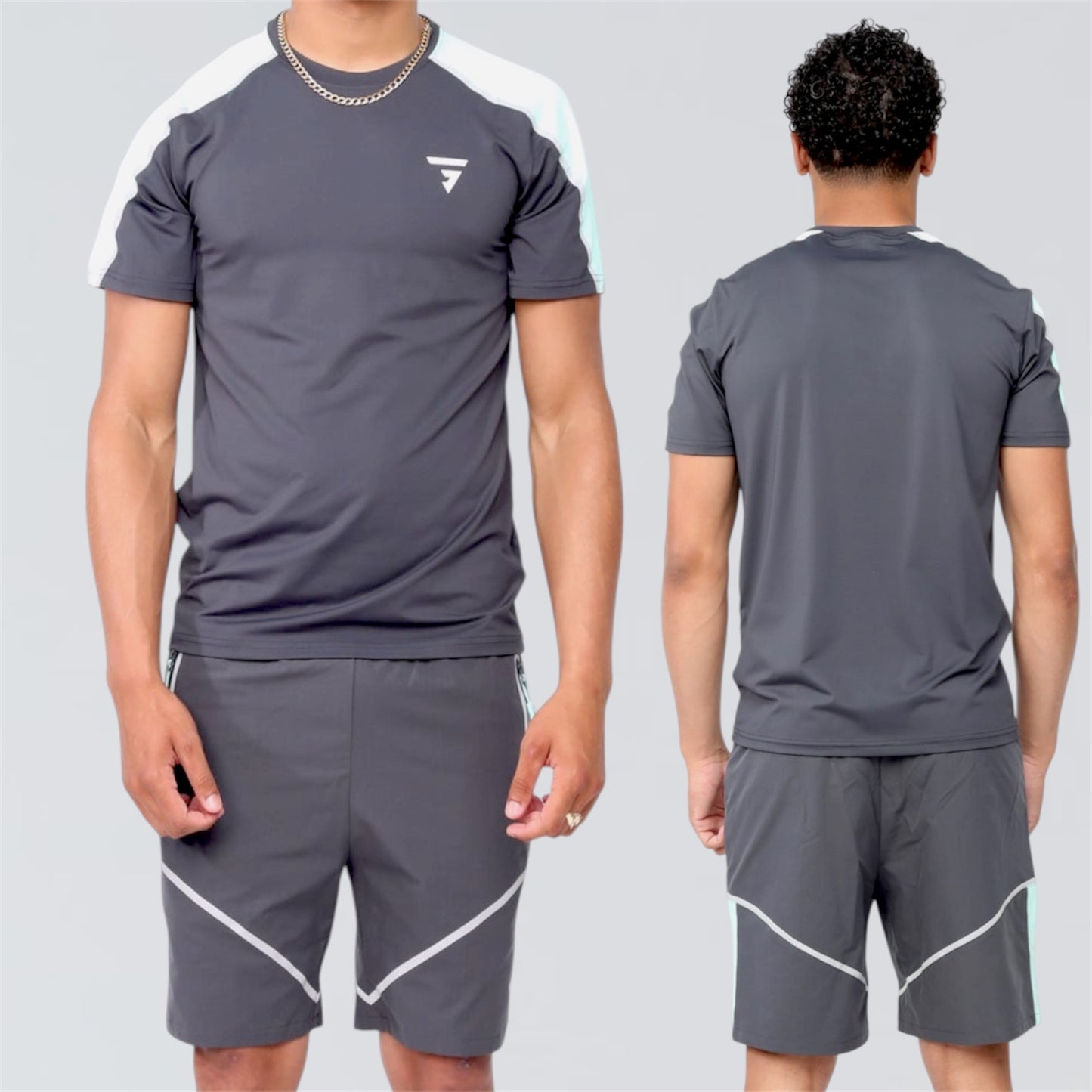 GRIID Reflect Set - T-shirt & Shorts - Grey / Mint
