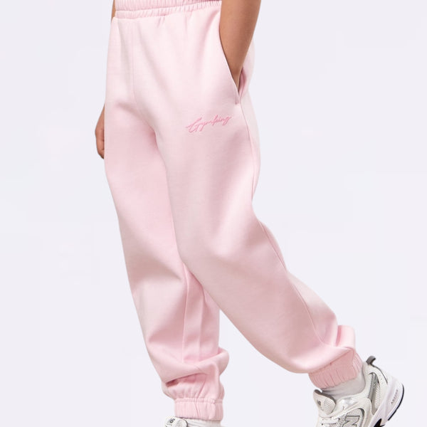 Gym King Script Fleece Jogger (Girls) - Baby Pink