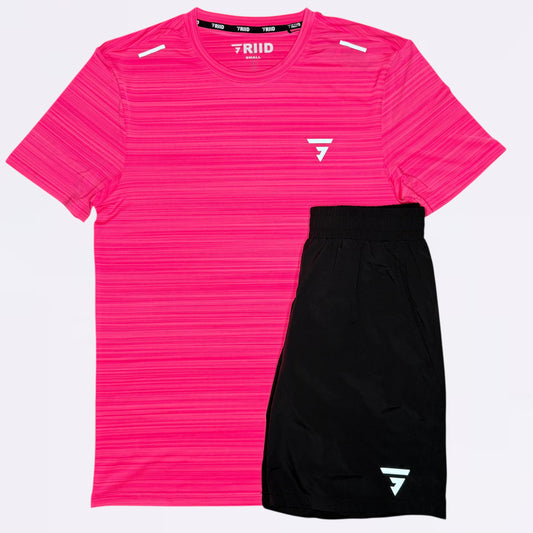 GRIID Flow Tee Set - Pink / Black