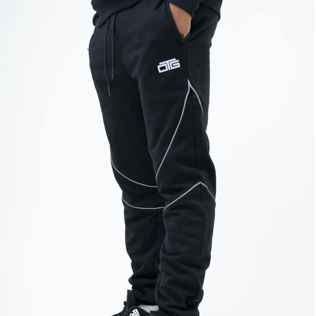 OTG Piping Hoodie Set - Black