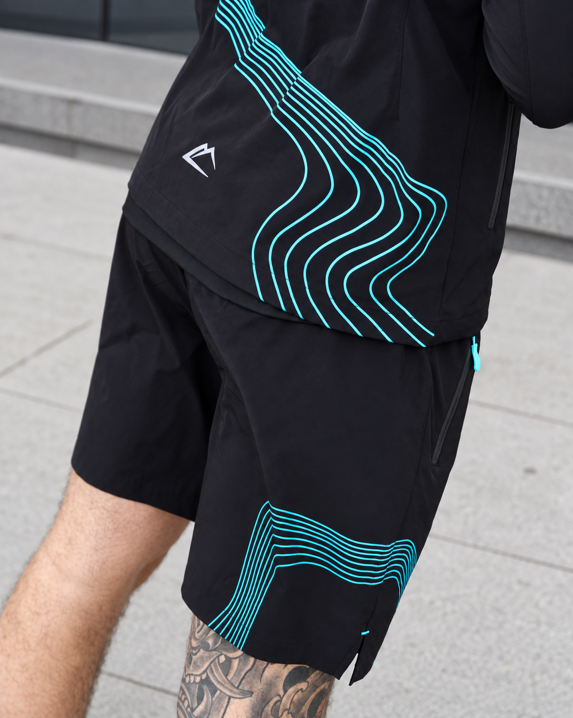 ActiveLine Wave 3 Piece Shorts Set - Black / Blue