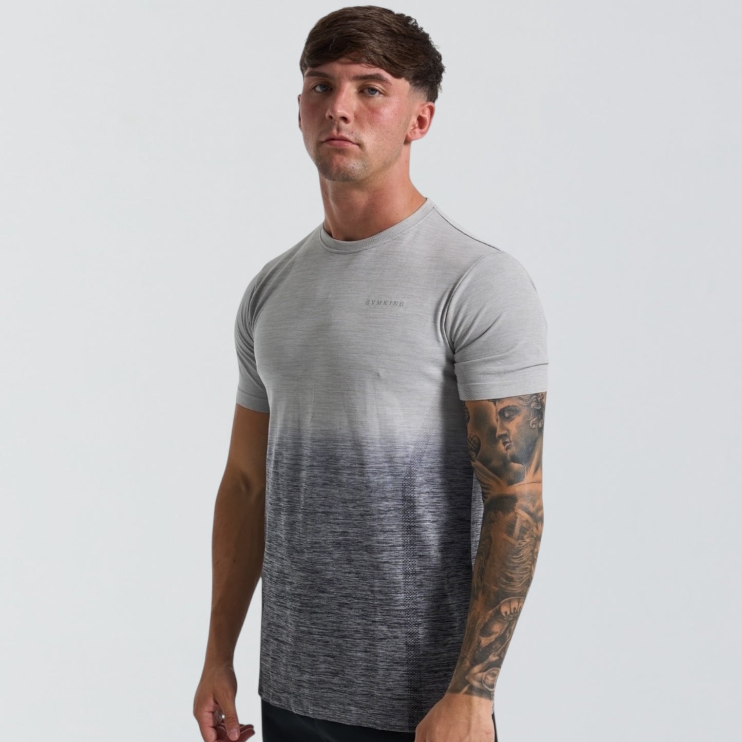 GymKing Relentless Ombré Seamless Tee - Black / Urban Grey