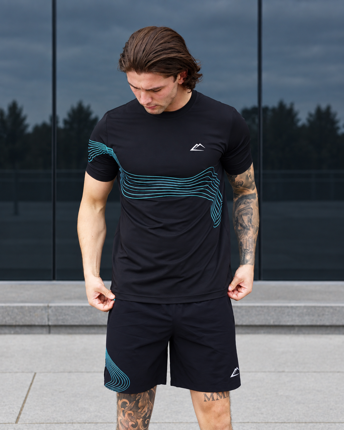 ActiveLine Wave 3 Piece Shorts Set - Black / Blue