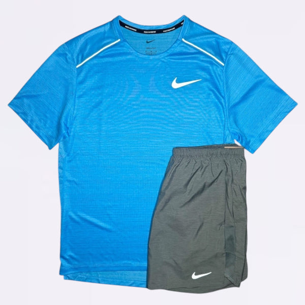Nike Miler & Challenger Set - Tee & Shorts - University Blue / Grey