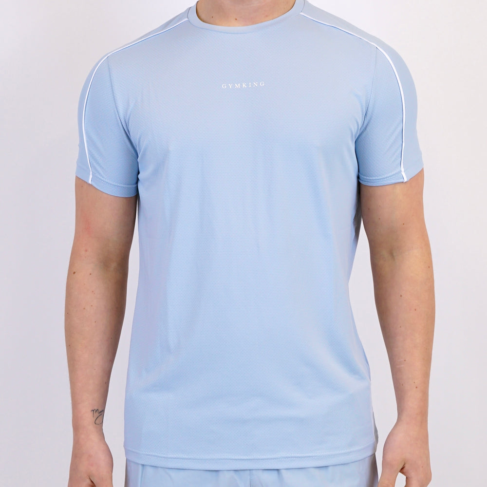 Gym King Core Piped Tee - Fresh Blue