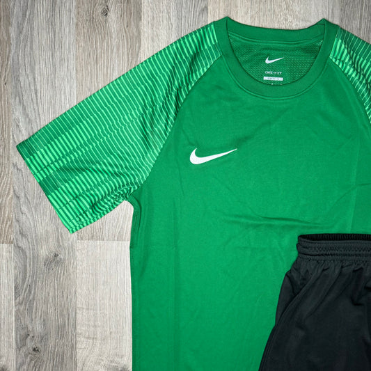 Nike Dri Fit Academy Set - Tee & Shorts - Green / Black (Junior)