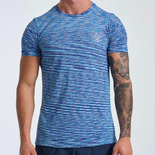 GymKing Energy Seamless Space Dye Tee - Galactic Blue Multi