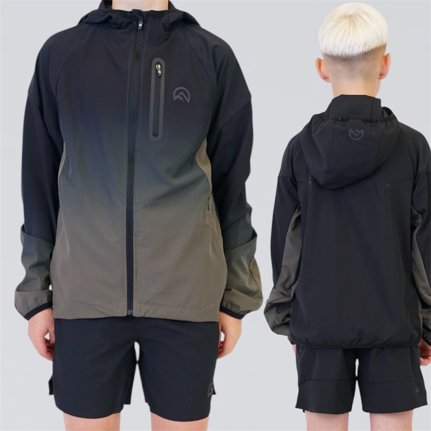 Flux Gradient Set - Jacket & Shorts - Black / Grey (Junior)