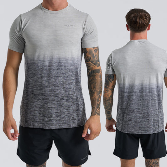 GymKing Relentless Ombré Seamless Tee - Black / Urban Grey
