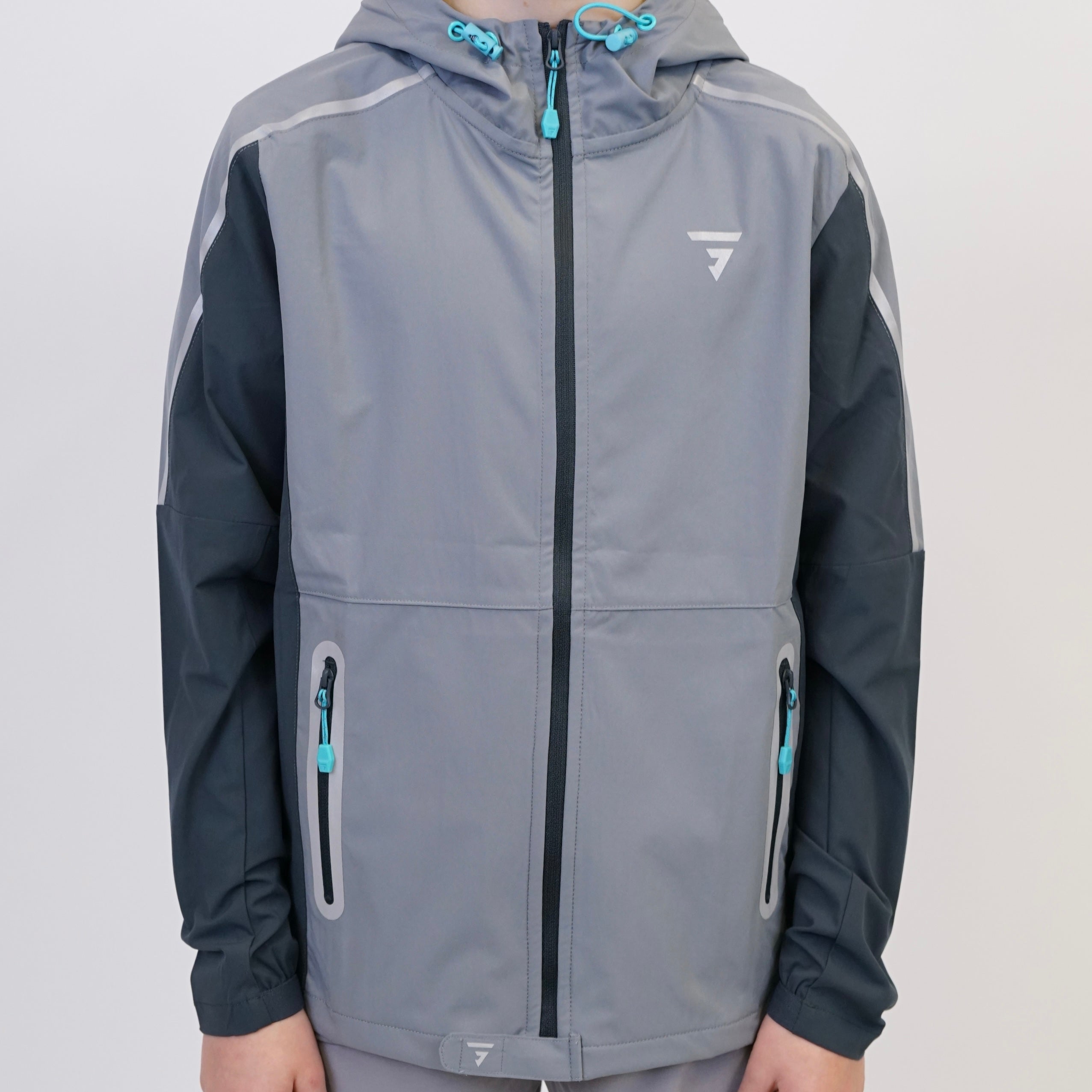 GRIID Reflect Jacket - Light Grey/Aqua (Junior)