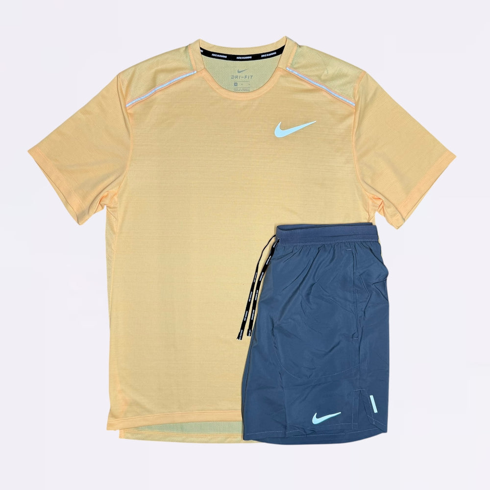 Nike Miler & Flex Stride Set- Tee & Shorts - Mango / Grey
