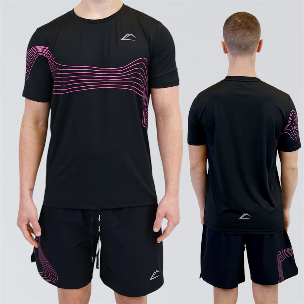 ActiveLine Wave Tee & Shorts Set - Black / Pink