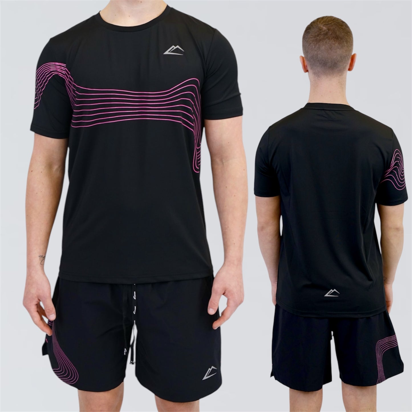 ActiveLine Wave Tee & Shorts Set - Black / Pink