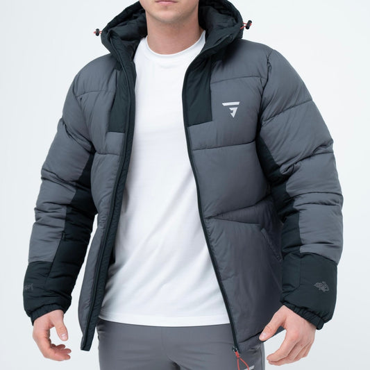 GRIID Mera Puffer Jacket Dark Grey (Red Toggle)