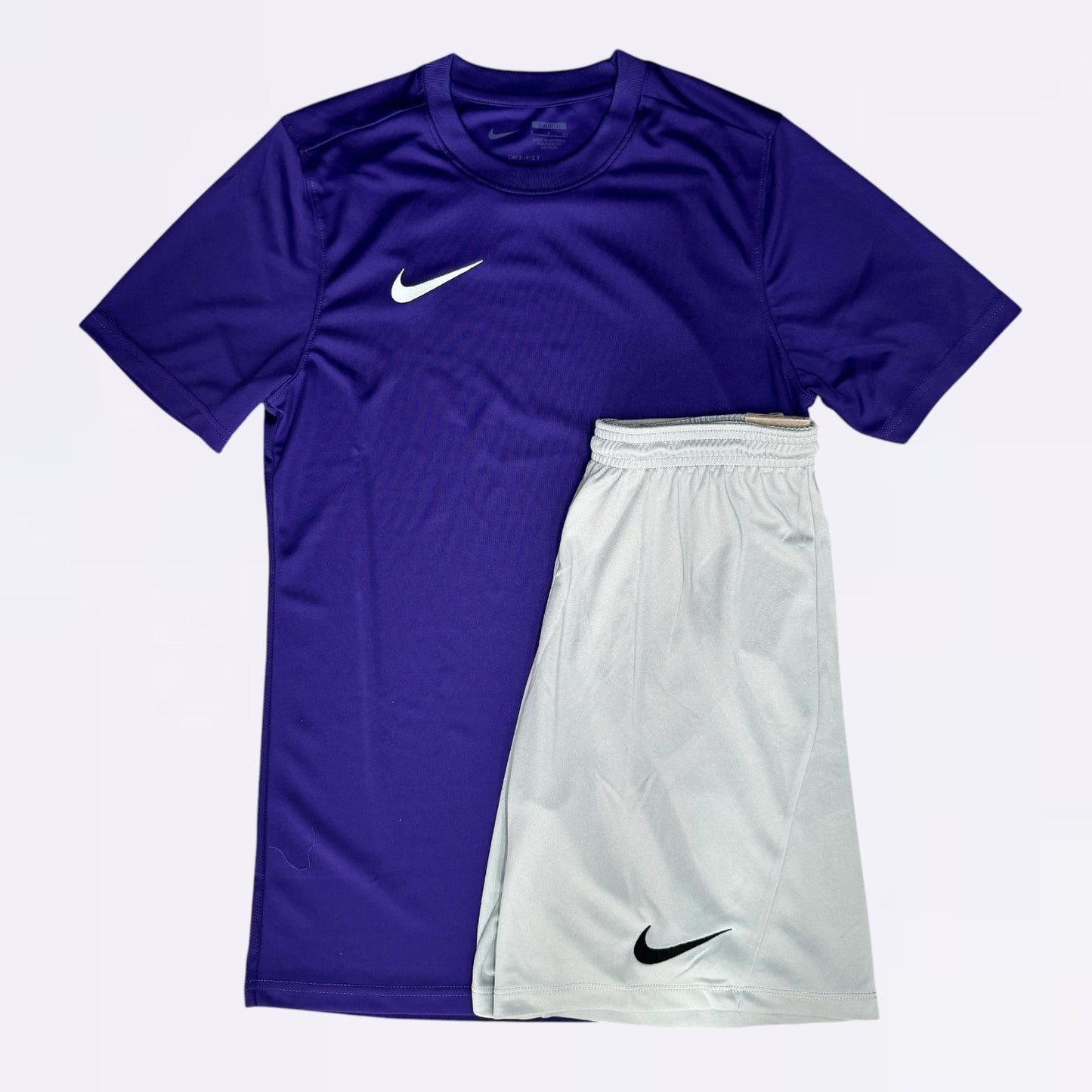 Nike Dri Fit Set - Tee & Shorts - Purple / Grey