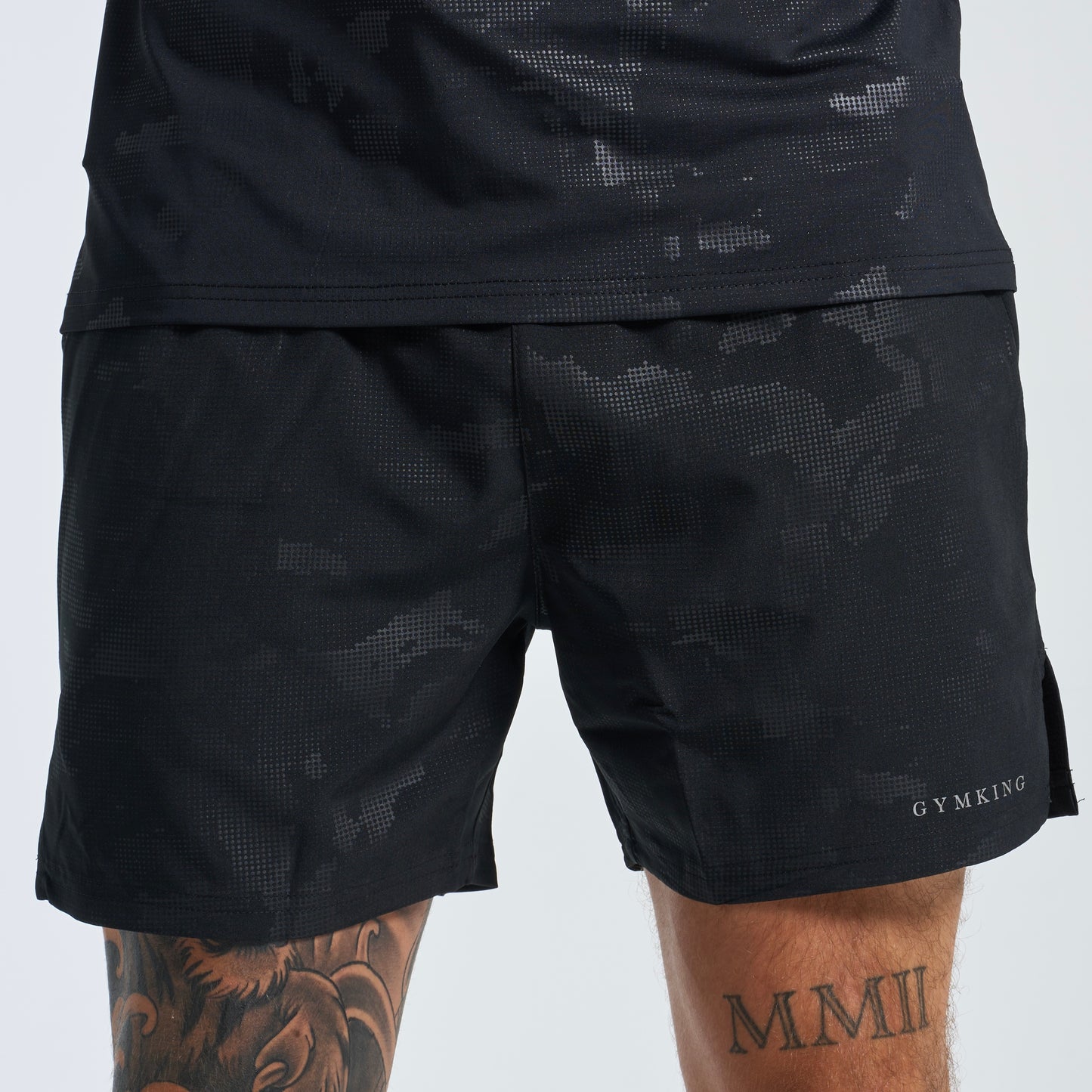 GymKing Debossed Camo Short 5" - Black