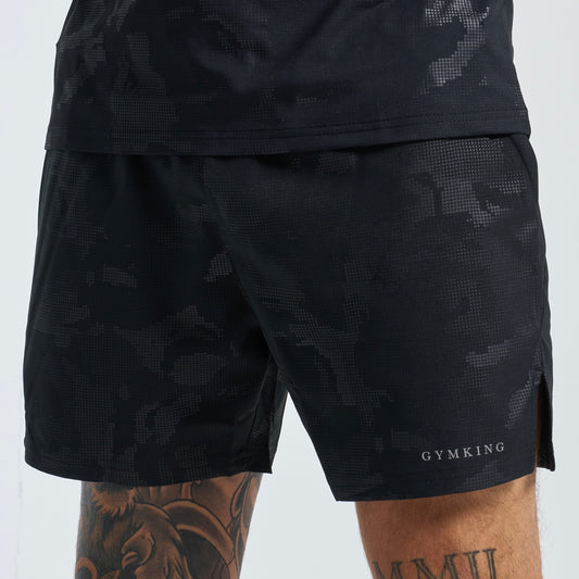 GymKing Debossed Camo Short 5" - Black