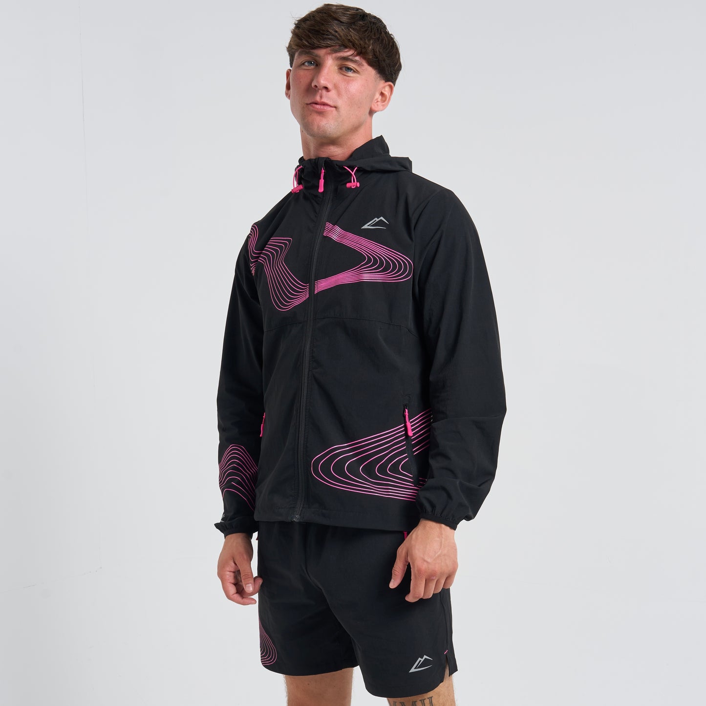 ActiveLine Wave Windrunner & Shorts Set - Black / Pink