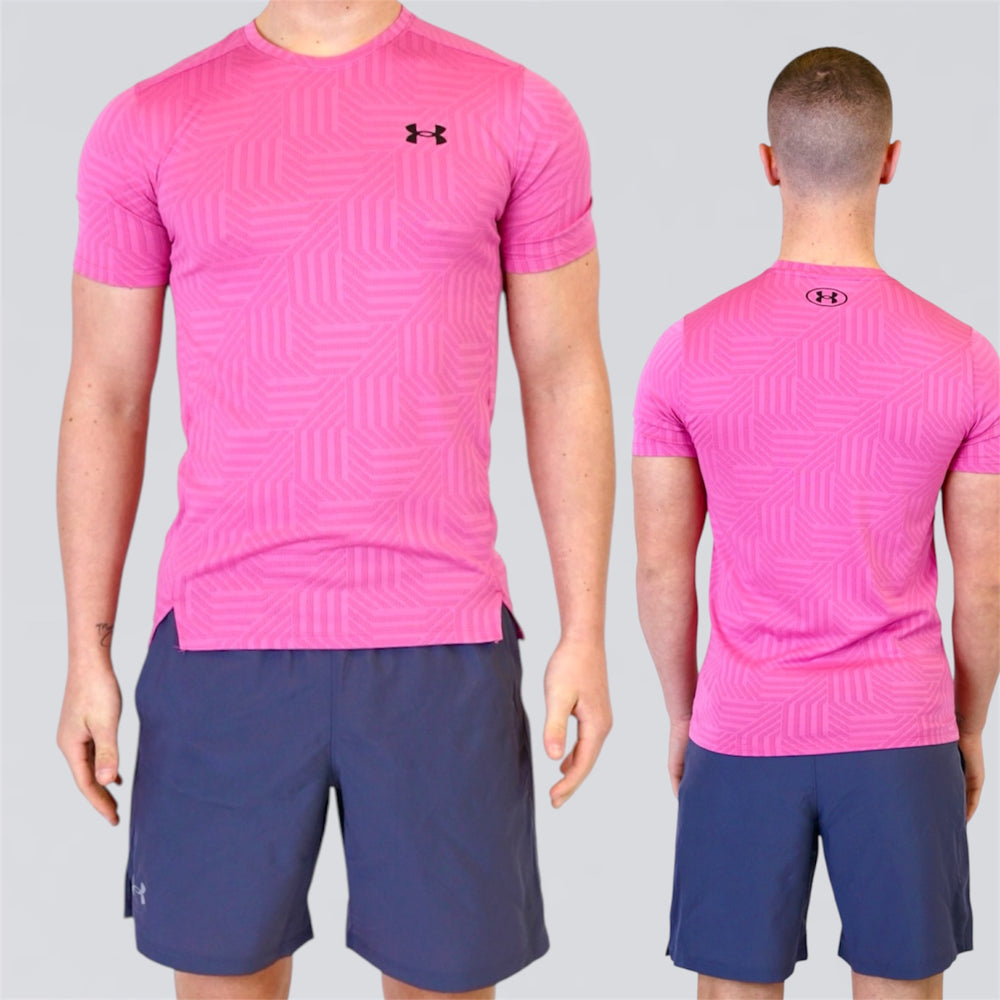 Under Armour Geotessa Set - Tee & Shorts - Pink / Grey