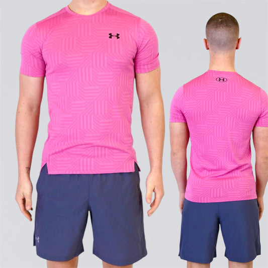 Under Armour Geotessa Set - Tee & Shorts - Pink / Grey