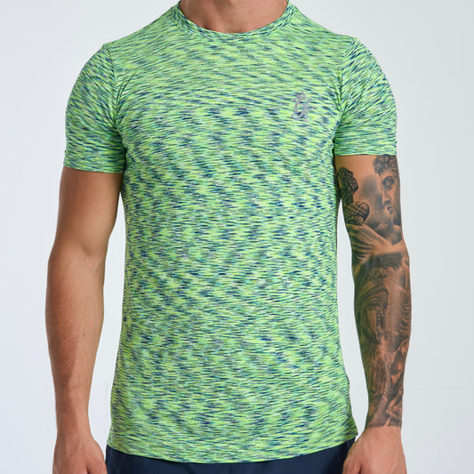 GymKing Energy Seamless Space Dye Tee - Lime/Navy Grindle
