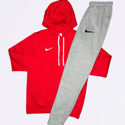 Nike Park Hoodie & Joggers Set - Red / Grey