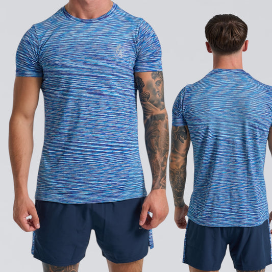 GymKing Energy Seamless Space Dye Tee - Galactic Blue Multi