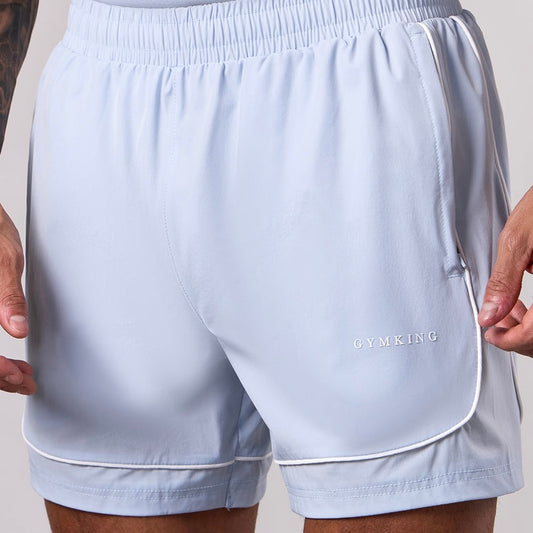 Gym King Core Piped Shorts - Fresh Blue