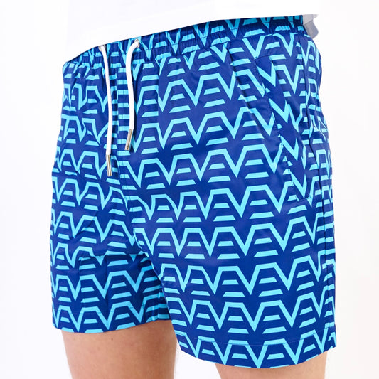 ENVI Digital Reef Swim Shorts  - White / Blue