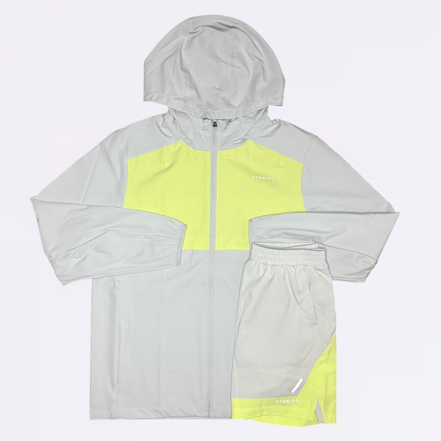 Gym King Advance Jacket & Shorts Set  - Grey Lime (Junior)