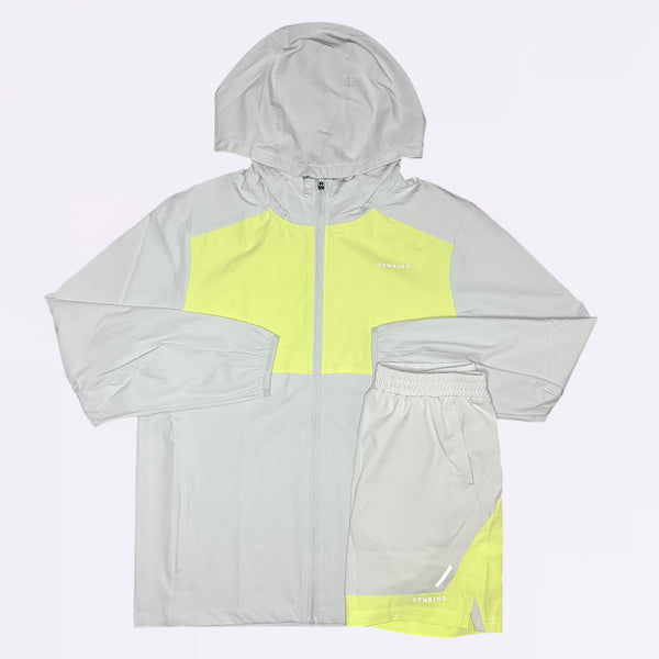 Gym King Advance Jacket & Shorts Set  - Grey Lime (Junior)