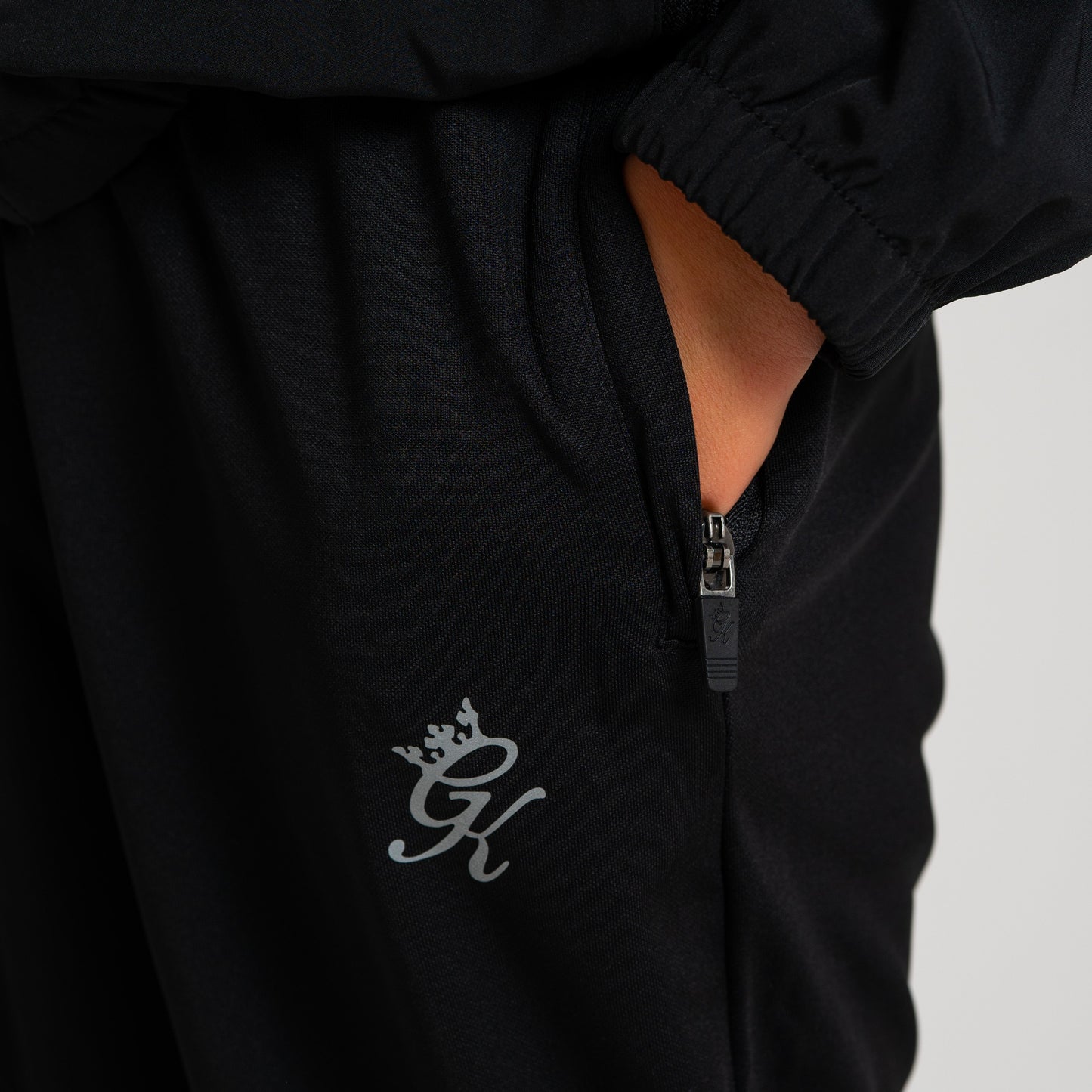 Gym King Lightweight Poly Full Zip Set - Black (Junior)