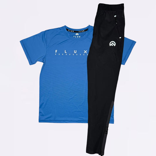 Flux Graphic & Performance - Tee & Bottoms Set - Black / Cobalt  (Junior)
