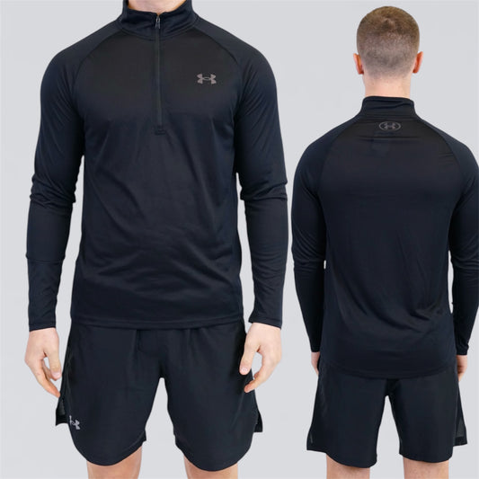 Under Armour Tech / Speed Stride Set - Half Zip & Shorts - Black