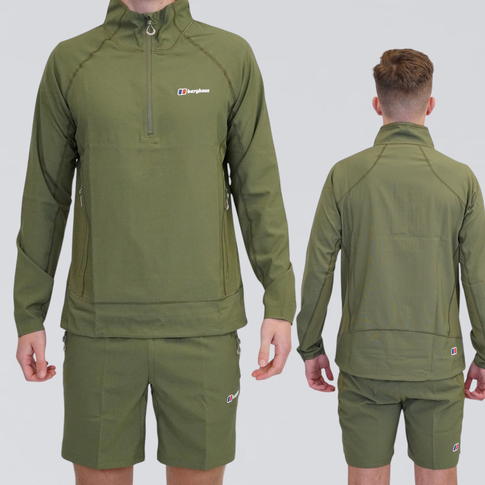 Berghaus Wavertree - Half Zip & Shorts Set - Dark Green