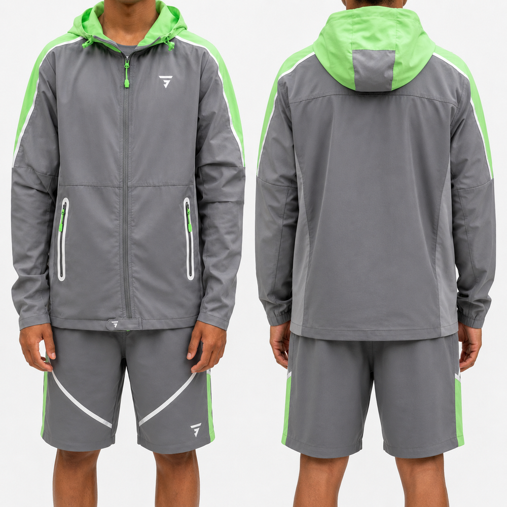 Griid Reflect Set - Jacket & Shorts - Grey / Mint (Junior)