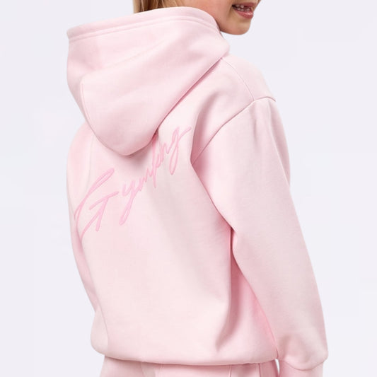 Gym King Script Fleece Hood (Girls) - Baby Pink