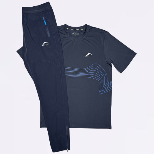 ActiveLine Wave Set - Tee & Bottoms - Navy  / Royal Blue