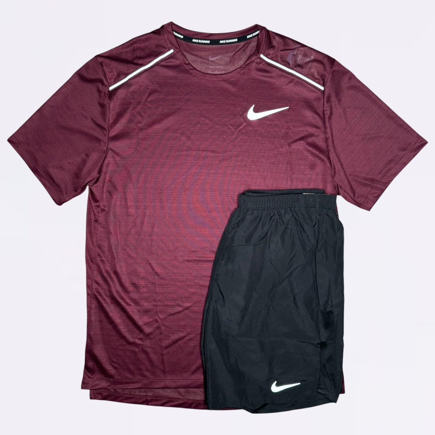 Nike Miler & Challenger Set - Tee & Shorts - Beetroot / Black